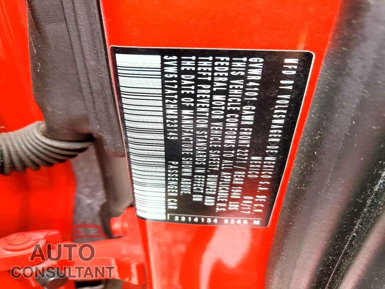 VOLKSWAGEN BEETLE 2017 - 3VW517AT2HM823149