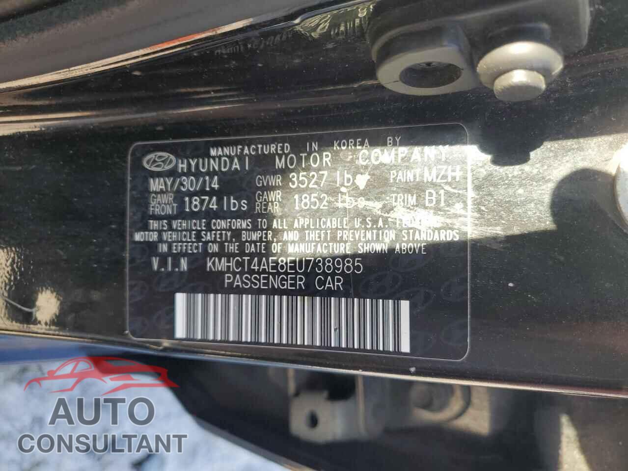 HYUNDAI ACCENT 2014 - KMHCT4AE8EU738985