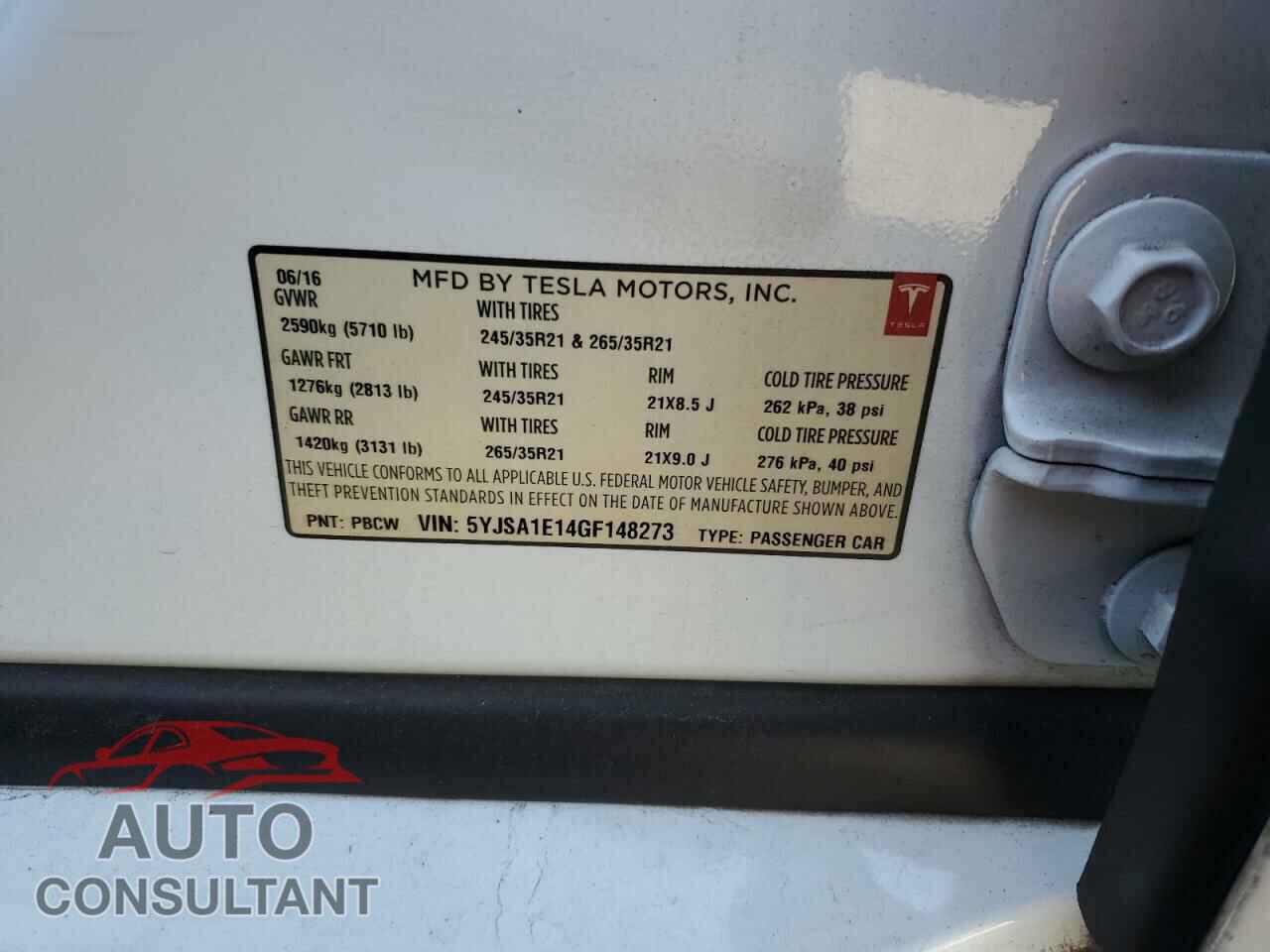 TESLA MODEL S 2016 - 5YJSA1E14GF148273