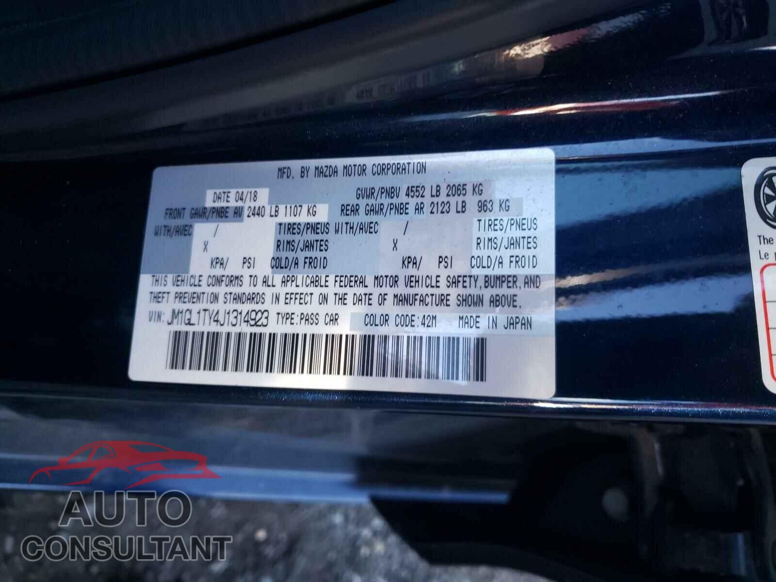MAZDA 6 2018 - JM1GL1TY4J1314923