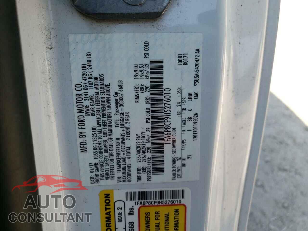 FORD MUSTANG 2017 - 1FA6P8CF9H5276010