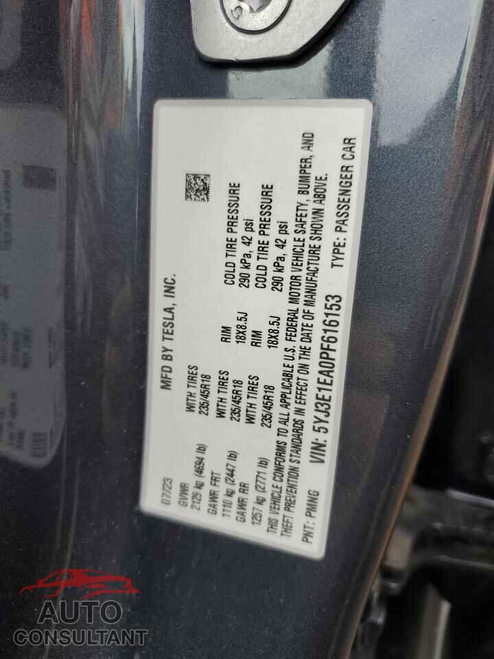 TESLA MODEL 3 2023 - 5YJ3E1EA0PF616153