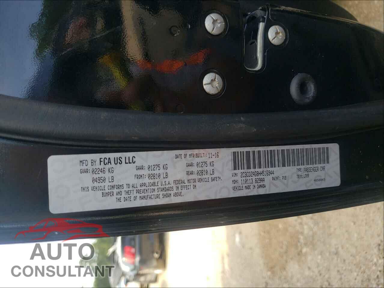 DODGE CHALLENGER 2017 - 2C3CDZAG8HH516944