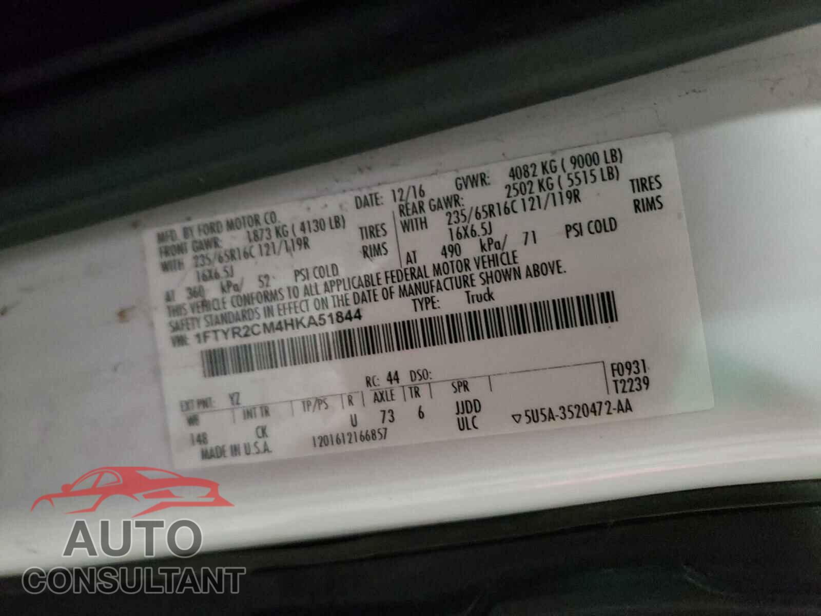 FORD TRANSIT CO 2017 - 1FTYR2CM4HKA51844