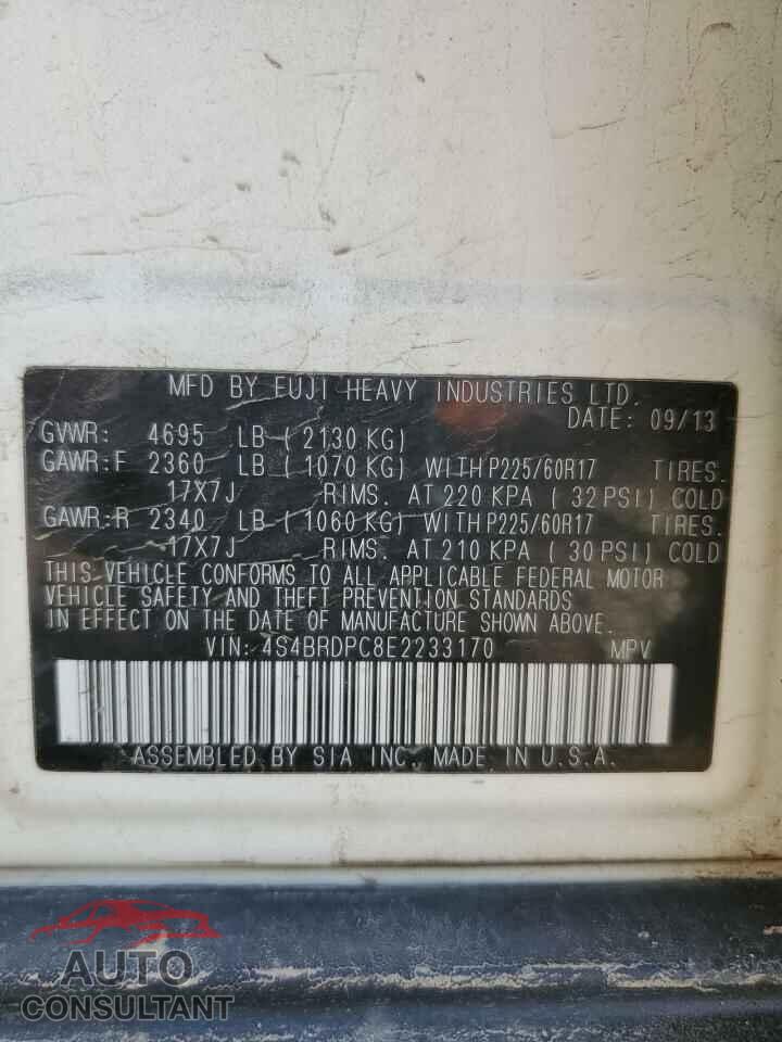 SUBARU OUTBACK 2014 - 4S4BRDPC8E2233170