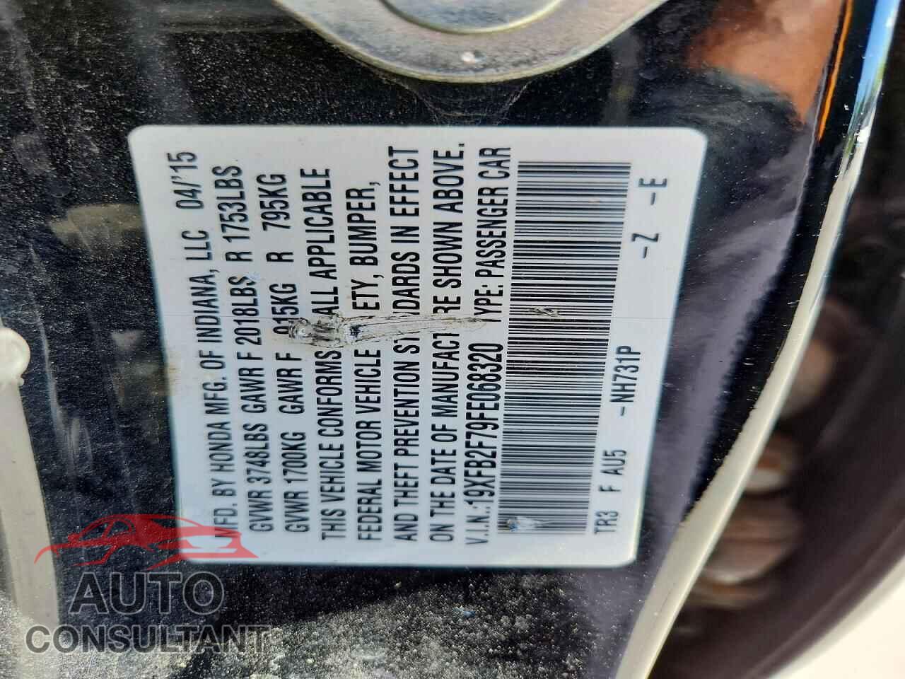 HONDA CIVIC 2015 - 19XFB2F79FE068320