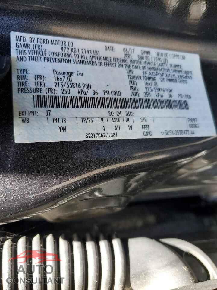 FORD FOCUS 2017 - 1FADP3F2XHL289430