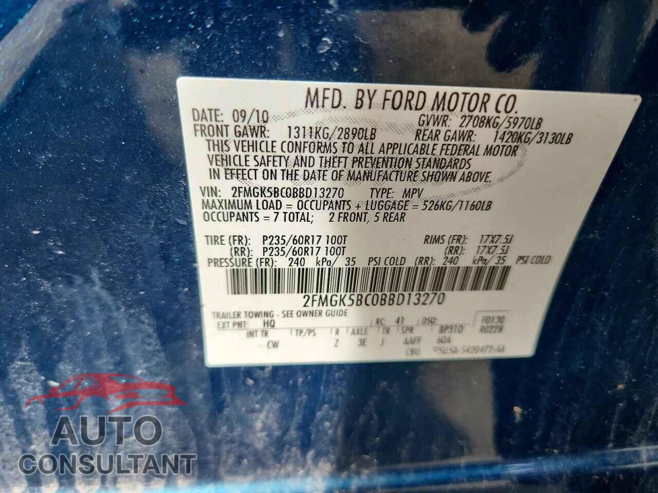 FORD FLEX 2011 - 2FMGK5BC0BBD13270