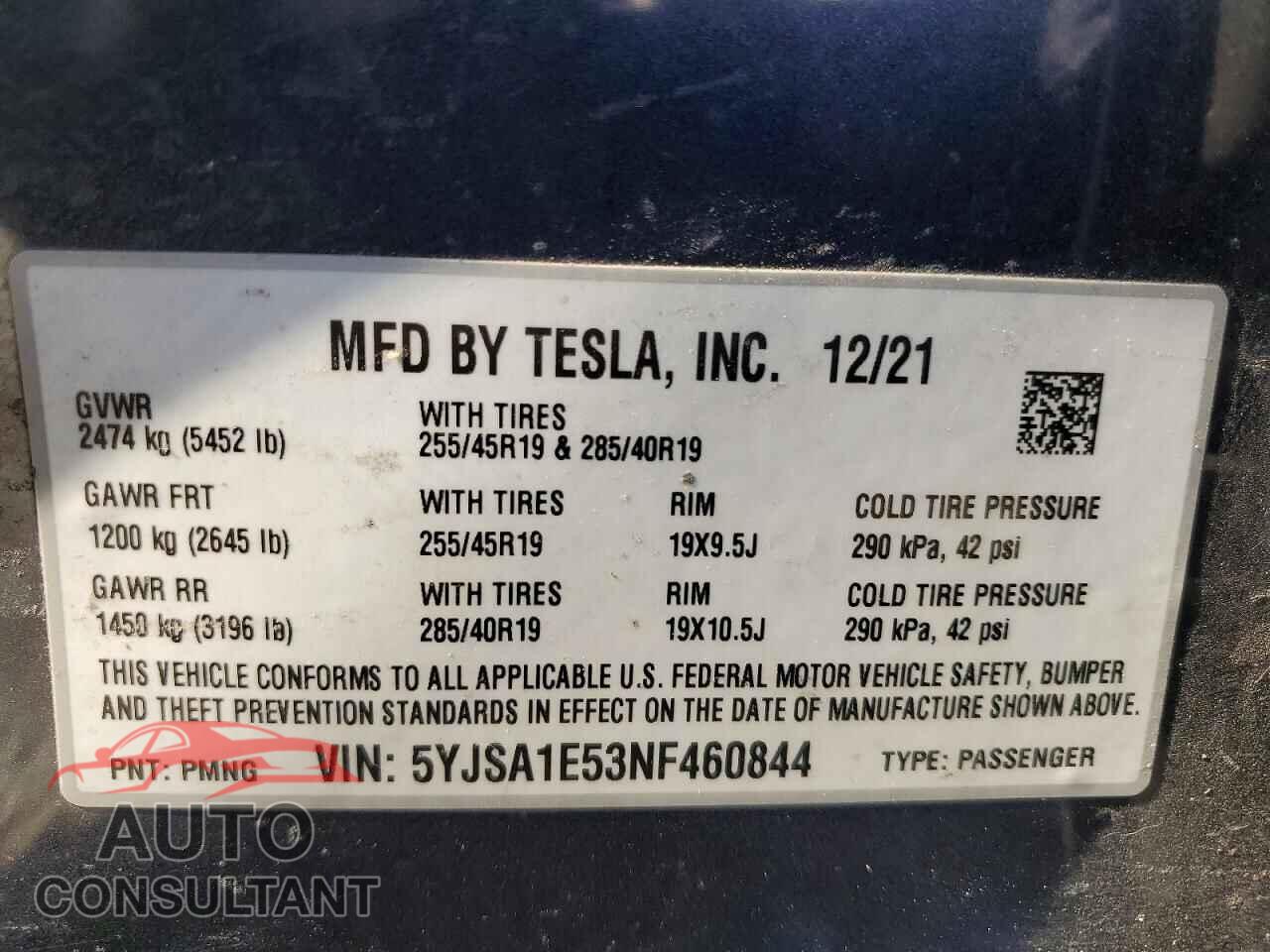 TESLA MODEL S 2022 - 5YJSA1E53NF460844