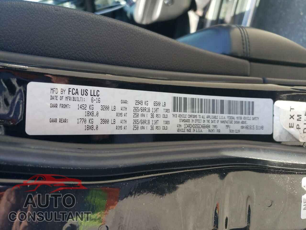 DODGE DURANGO 2016 - 1C4RDHDG5GC466484