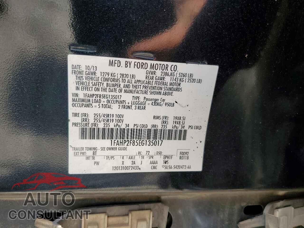 FORD TAURUS 2014 - 1FAHP2F85EG135017