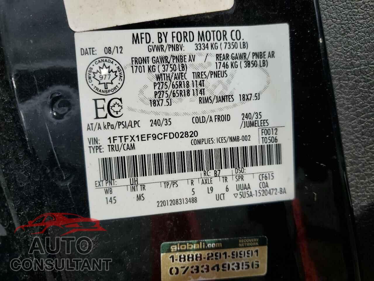 FORD F-150 2012 - 1FTFX1EF9CFD02820