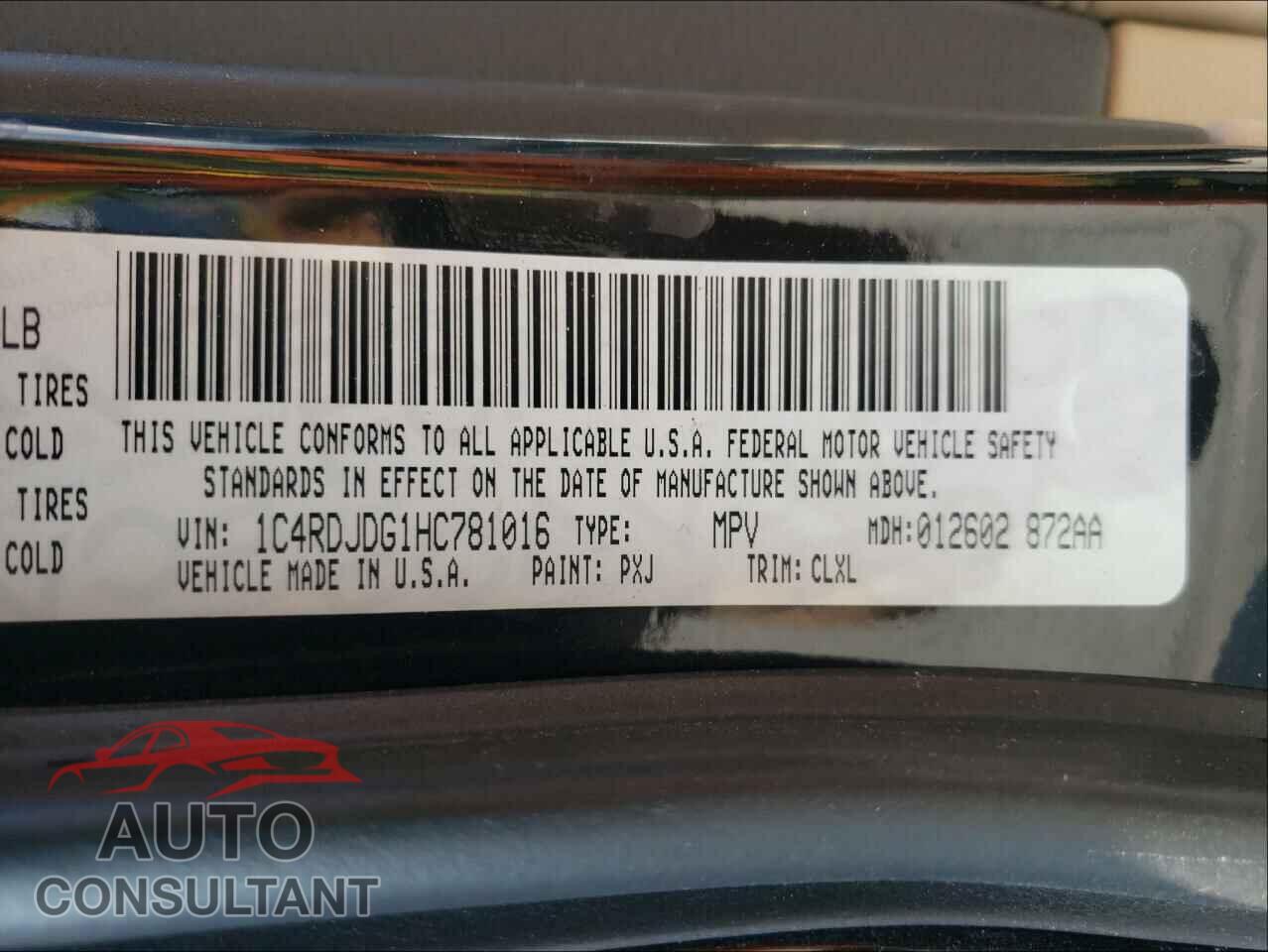 DODGE DURANGO 2017 - 1C4RDJDG1HC781016