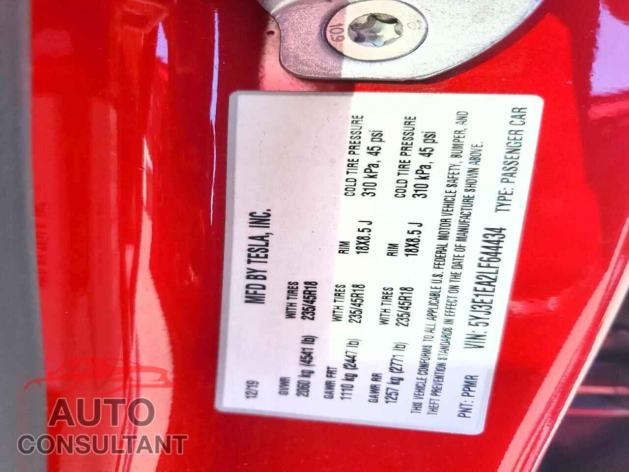 TESLA MODEL 3 2020 - 5YJ3E1EA2LF644434