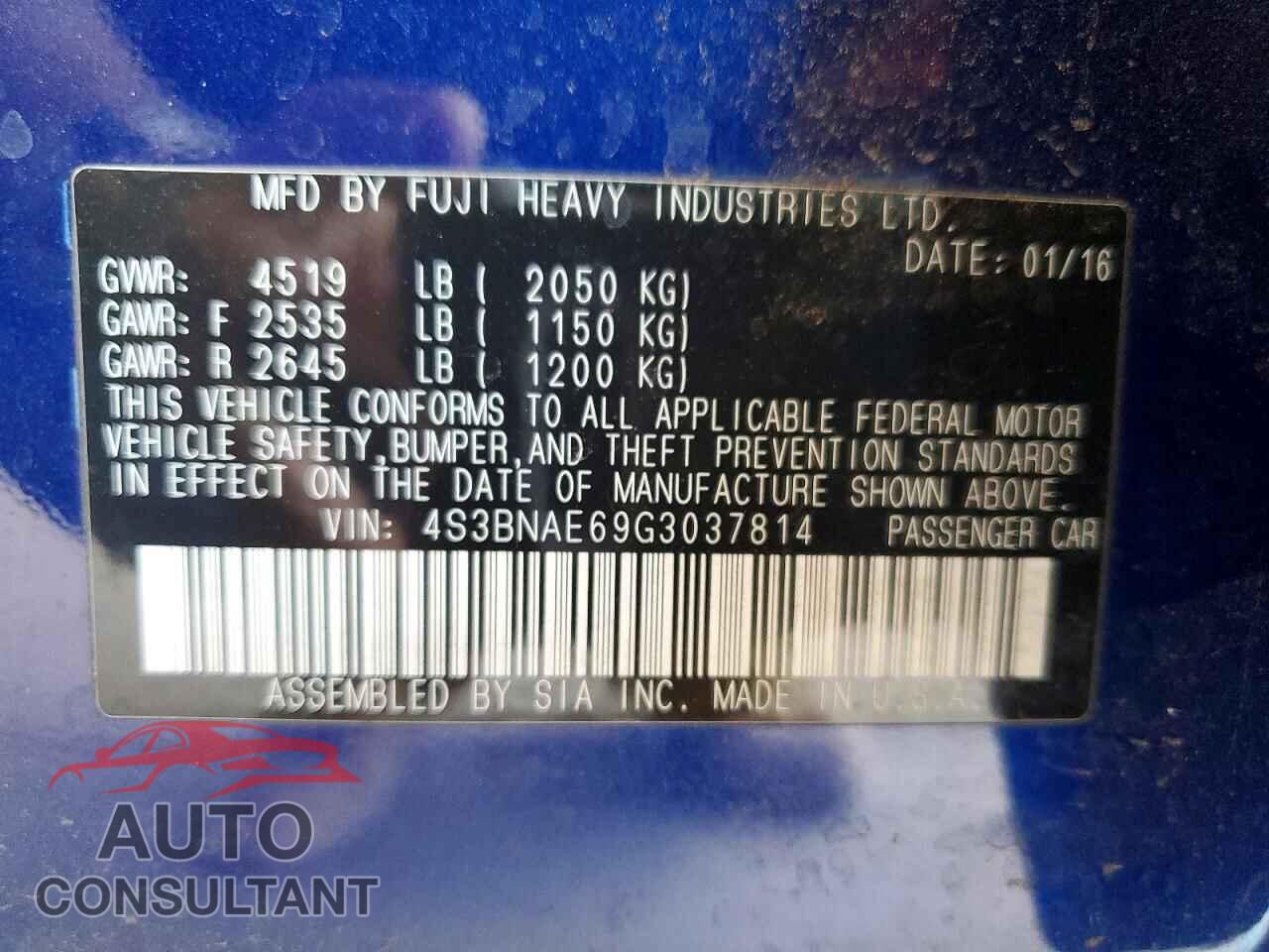 SUBARU LEGACY 2016 - 4S3BNAE69G3037814