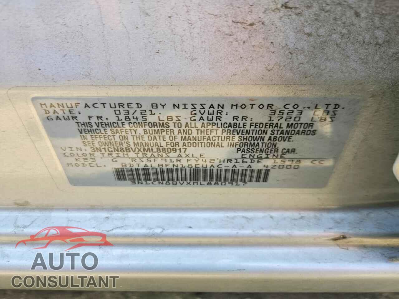 NISSAN VERSA 2021 - 3N1CN8BVXML880917