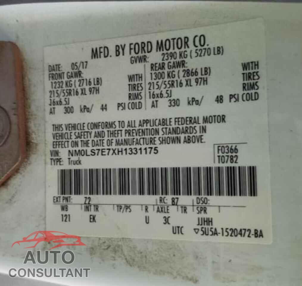FORD TRANSIT 2017 - NM0LS7E7XH1331175