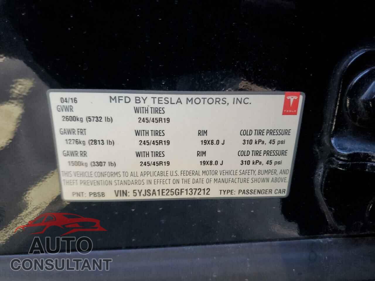 TESLA MODEL S 2016 - 5YJSA1E25GF137212