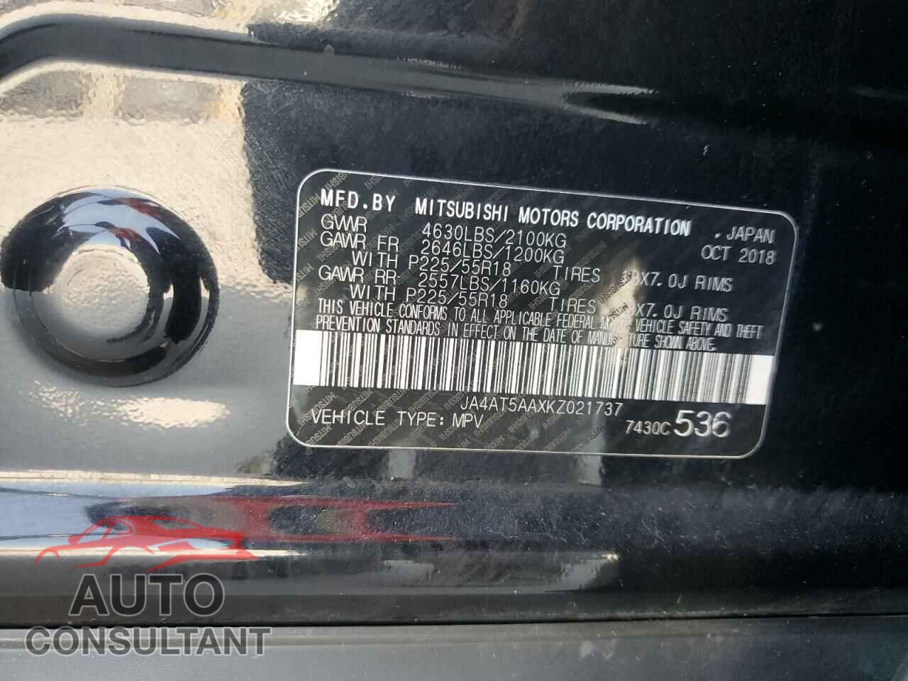 MITSUBISHI ECLIPSE 2019 - JA4AT5AAXKZ021737