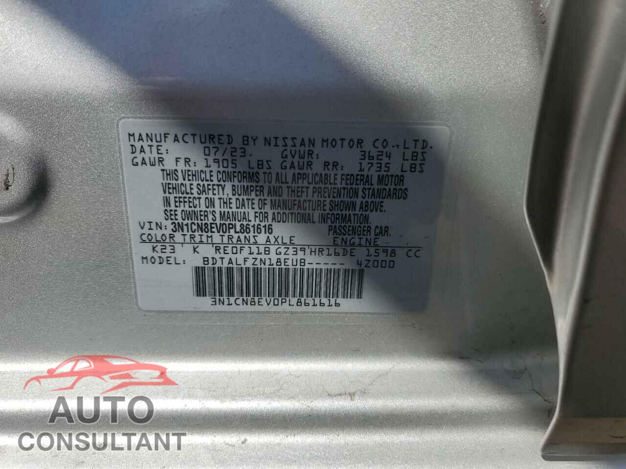 NISSAN VERSA 2023 - 3N1CN8EV0PL861616