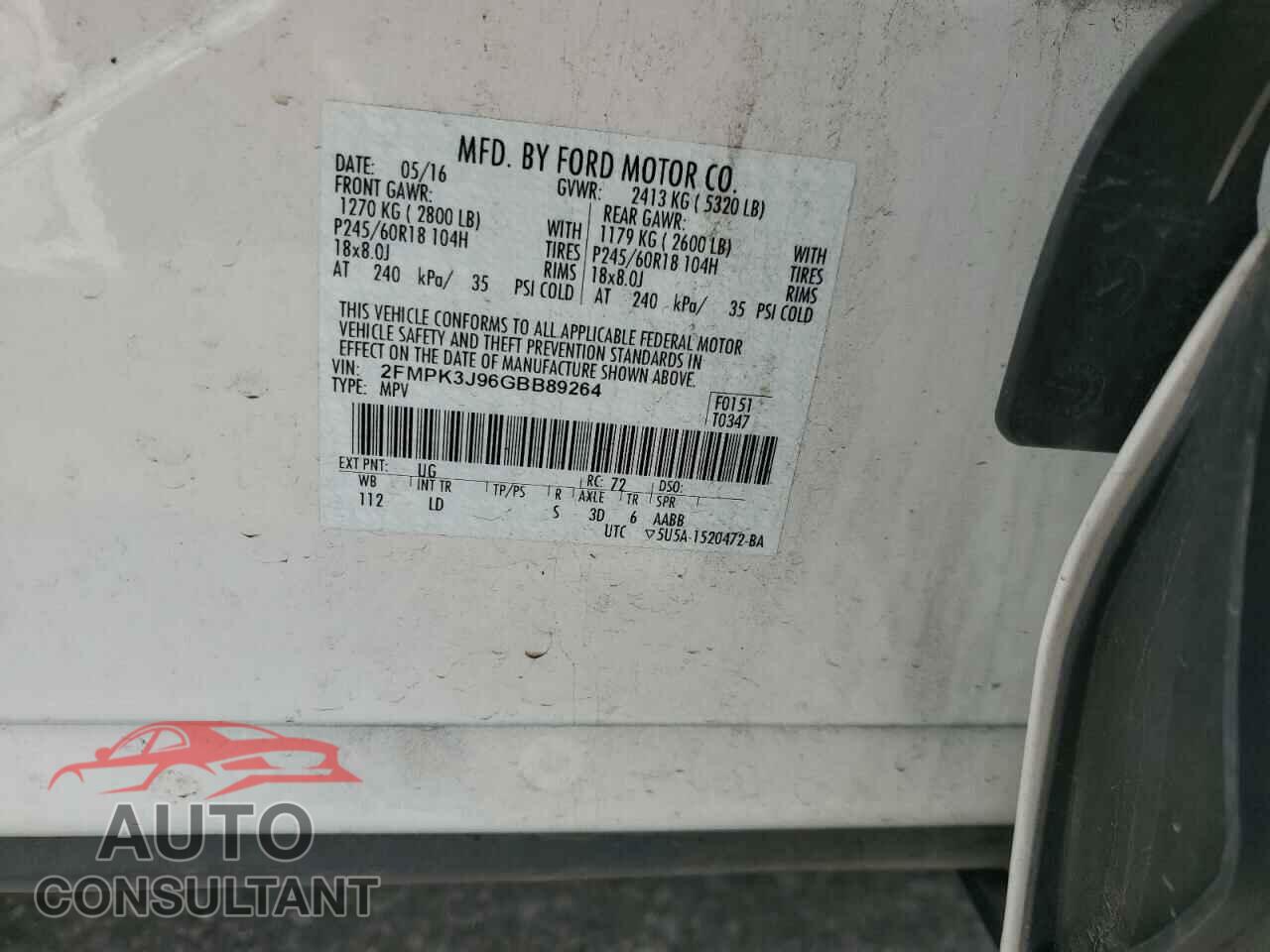 FORD EDGE 2016 - 2FMPK3J96GBB89264