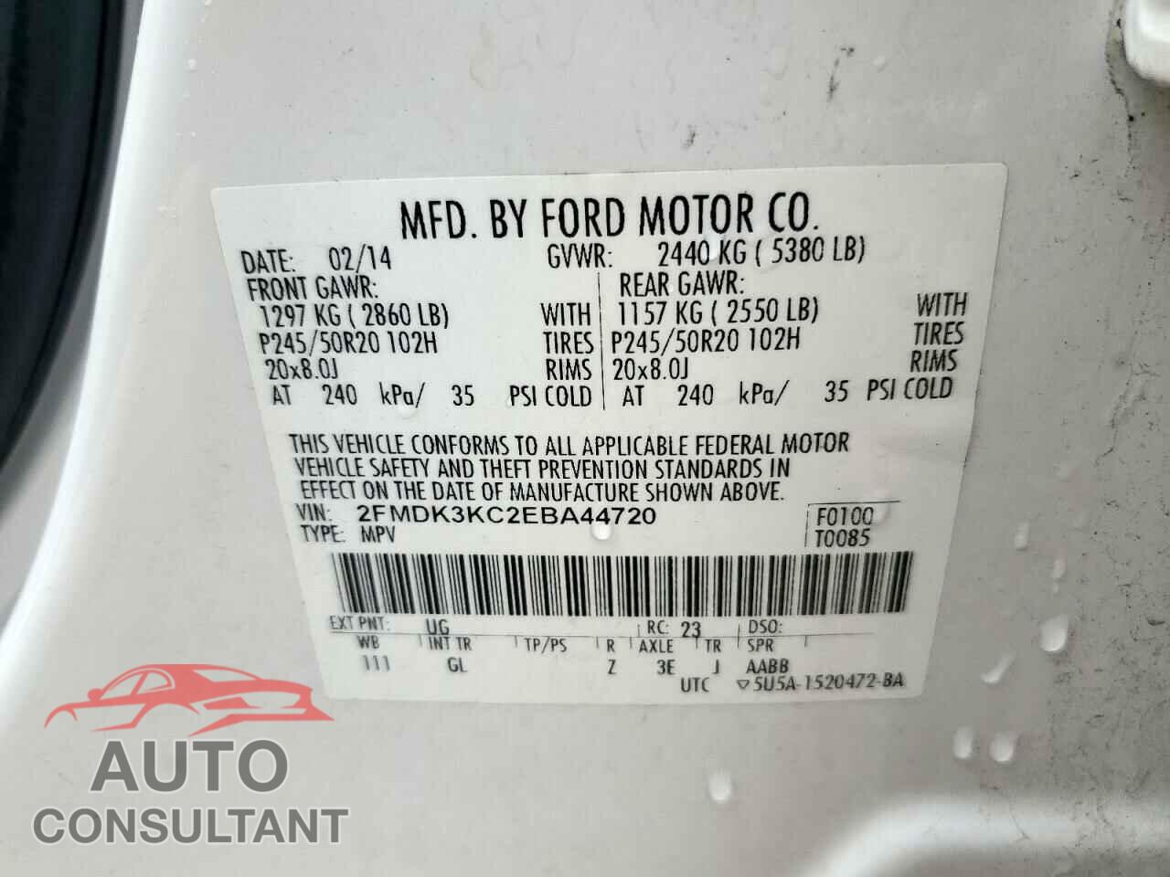 FORD EDGE 2014 - 2FMDK3KC2EBA44720
