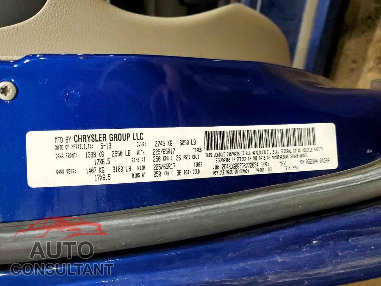 DODGE CARAVAN 2013 - 2C4RDGBG2DR772834