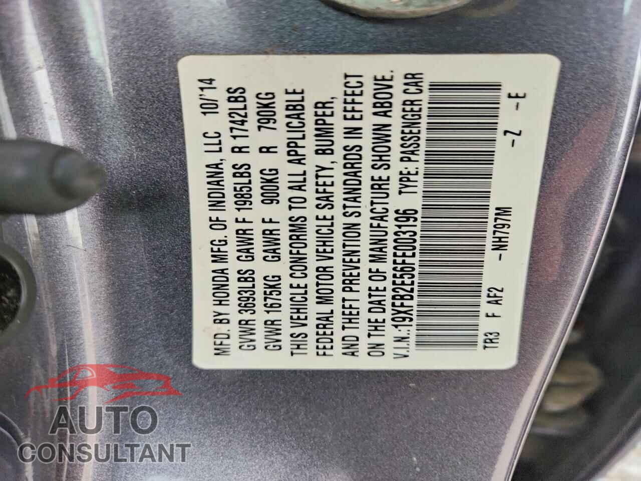 HONDA CIVIC 2015 - 19XFB2E56FE003196