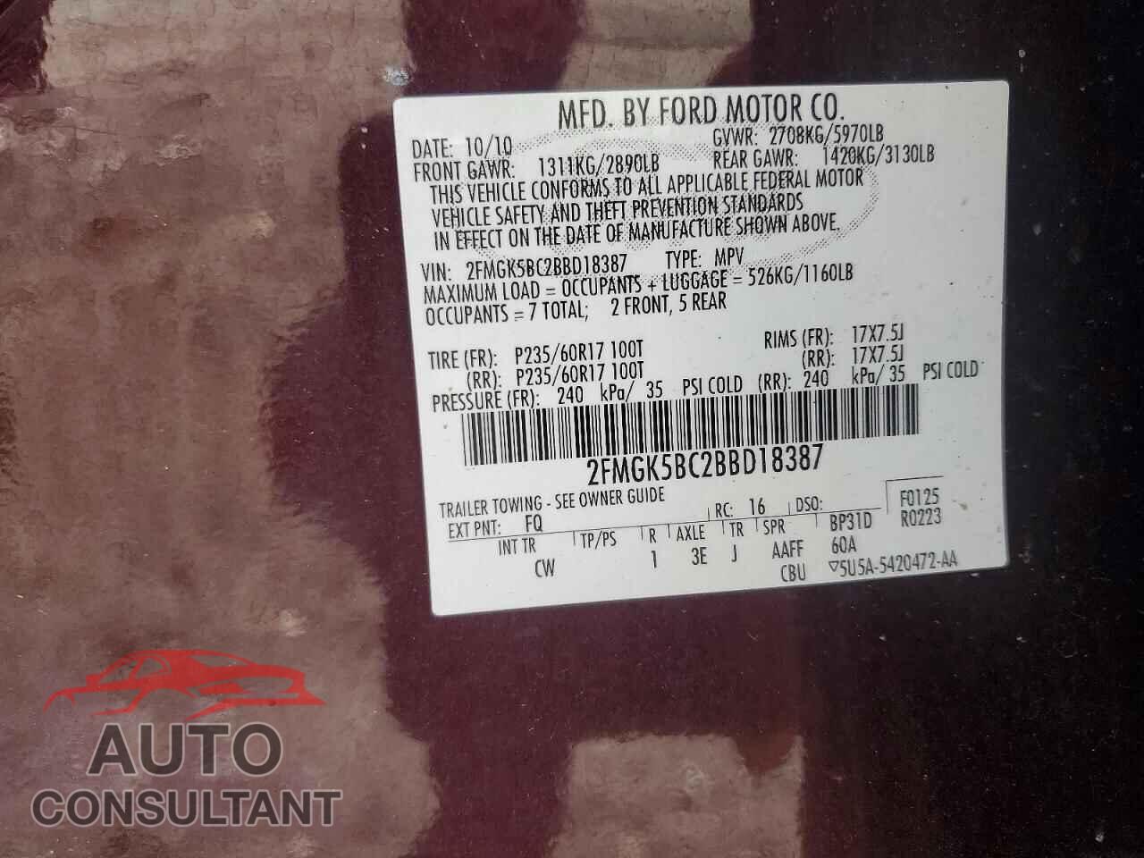 FORD FLEX SE 2011 - 2FMGK5BC2BBD18387