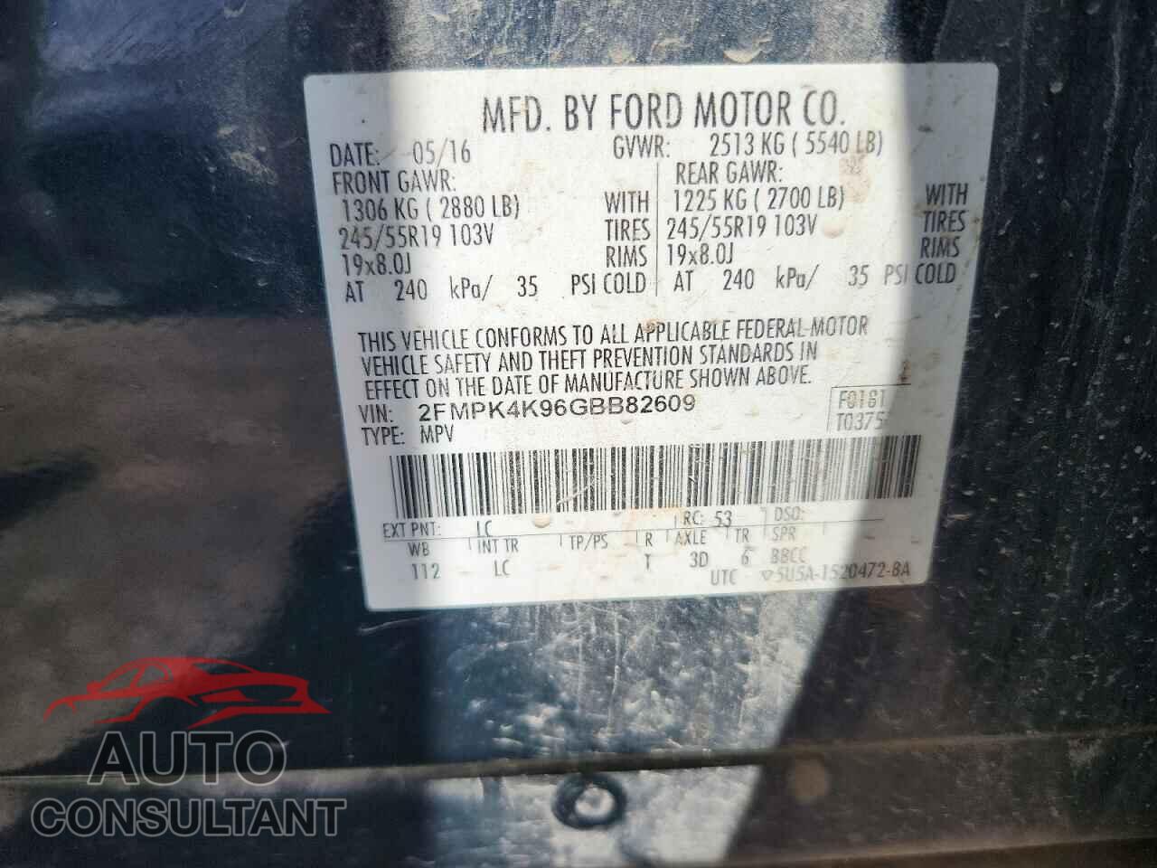 FORD EDGE 2016 - 2FMPK4K96GBB82609