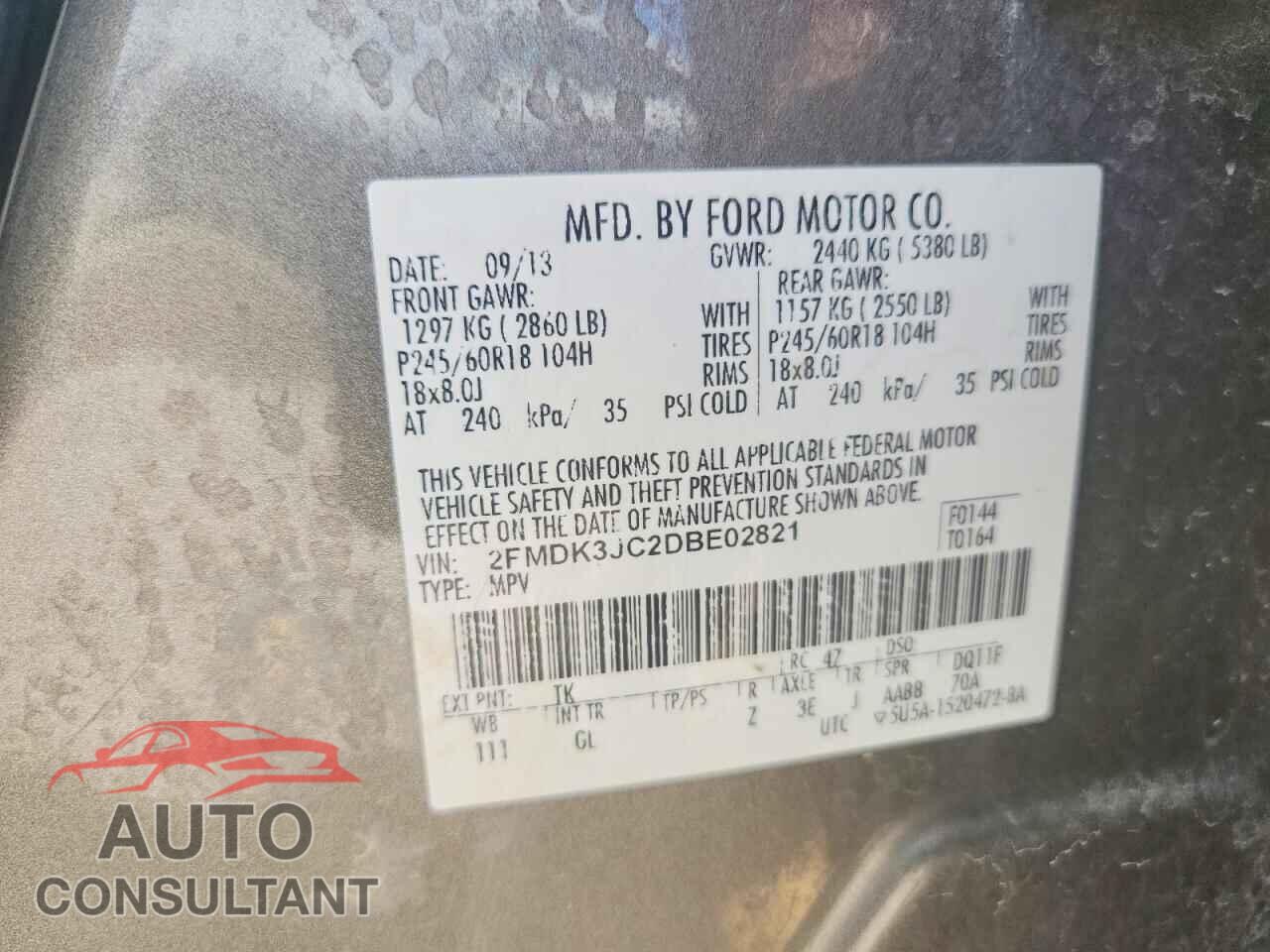 FORD EDGE 2013 - 2FMDK3JC2DBE02821