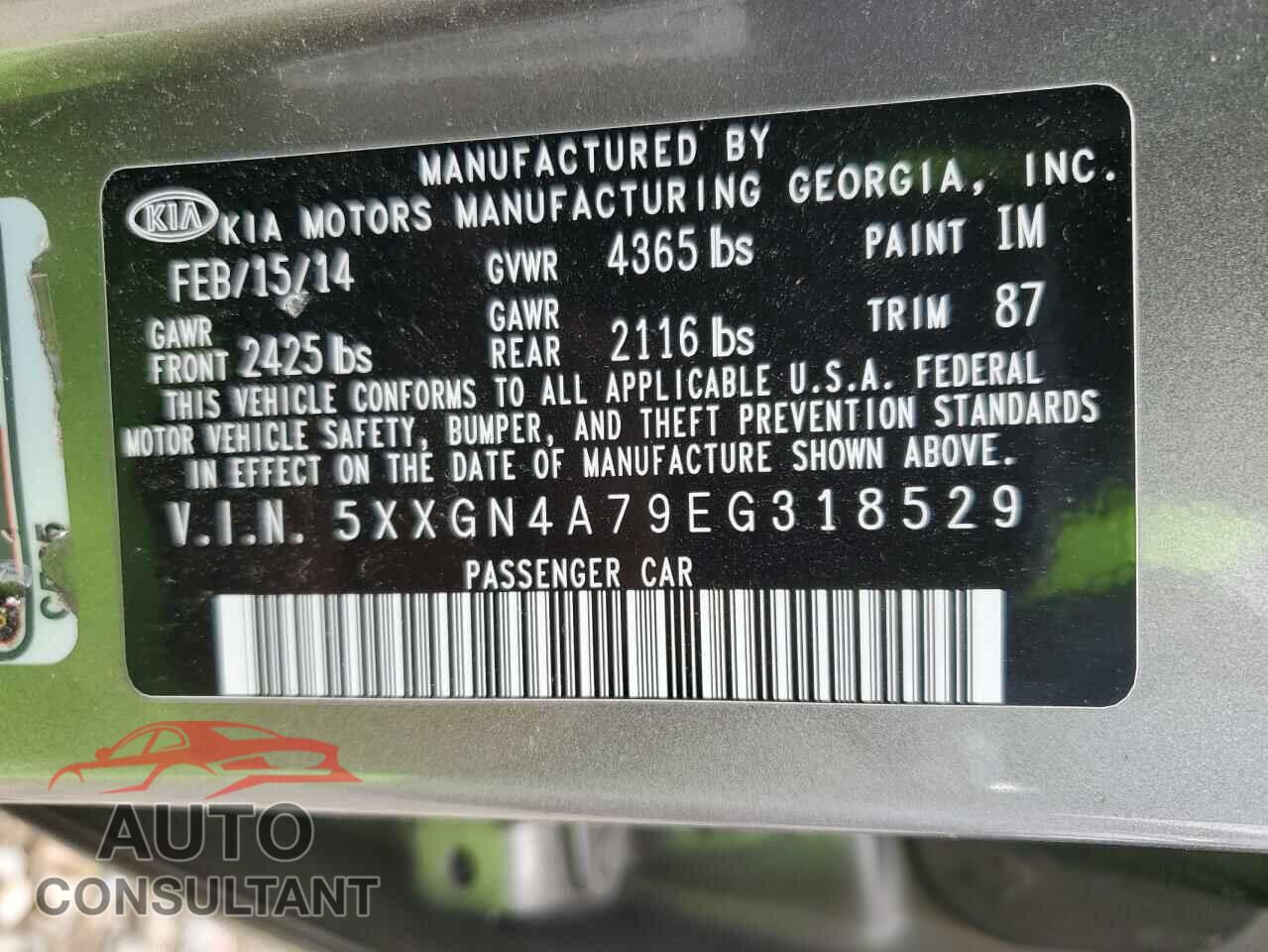 KIA OPTIMA 2014 - 5XXGN4A79EG318529