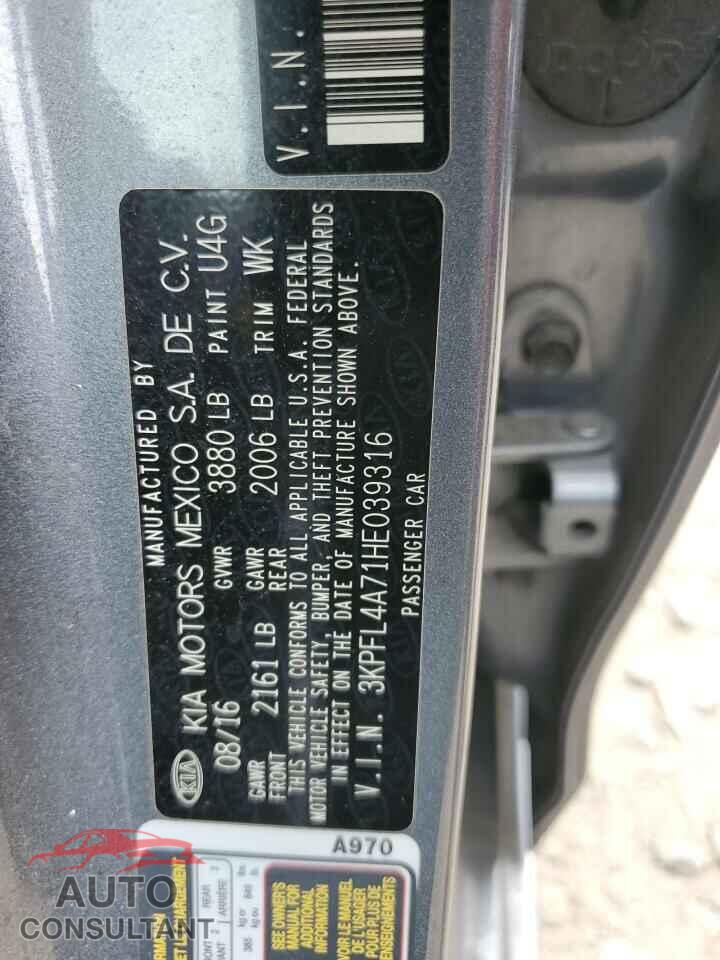KIA FORTE 2017 - 3KPFL4A71HE039316