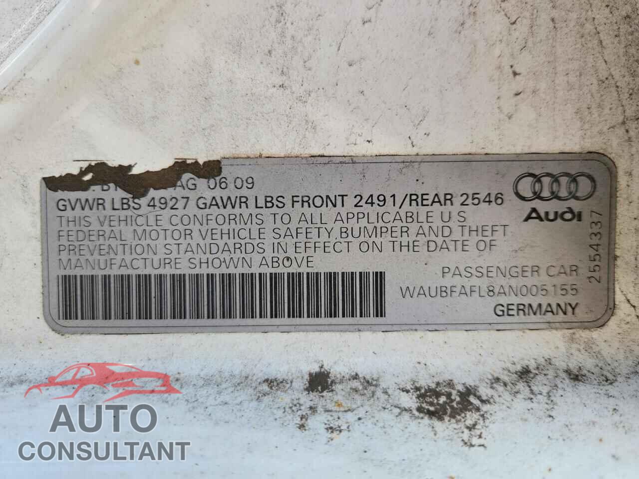AUDI A4 2010 - WAUBFAFL8AN005155