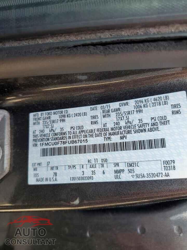 FORD ESCAPE 2015 - 1FMCU0F78FUB67015