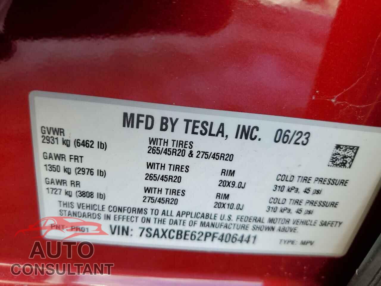 TESLA MODEL X 2023 - 7SAXCBE62PF406441