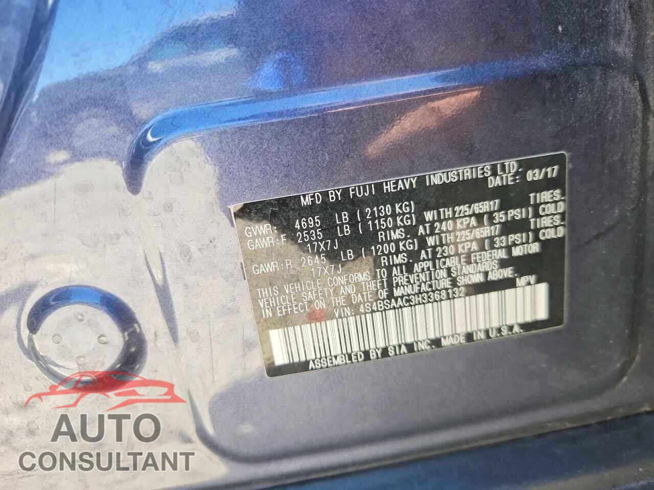 SUBARU OUTBACK 2017 - 4S4BSAAC3H3368132