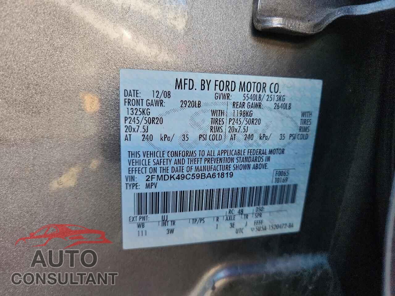 FORD EDGE 2009 - 2FMDK49C59BA61819
