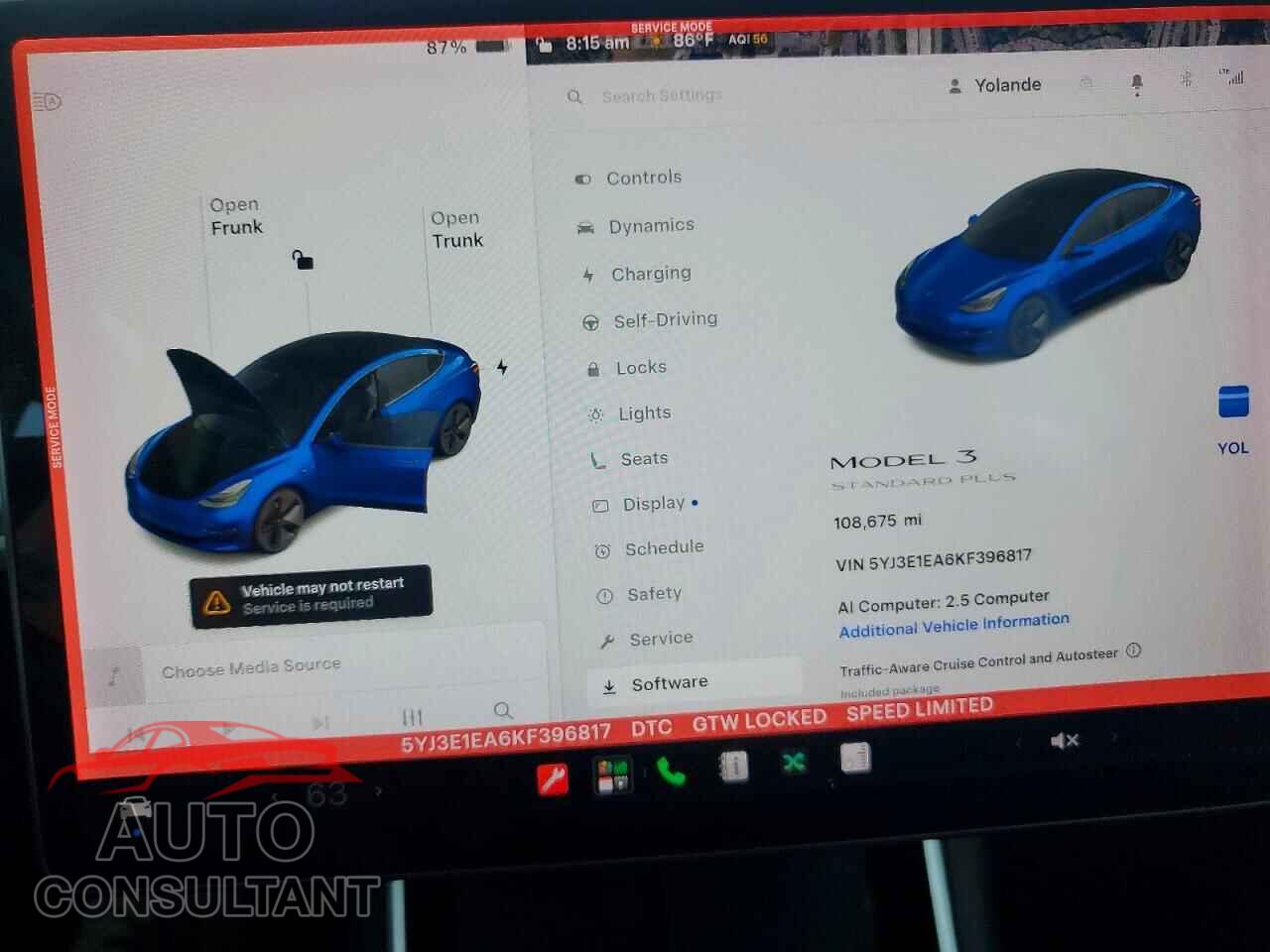 TESLA MODEL 3 2019 - 5YJ3E1EA6KF396817