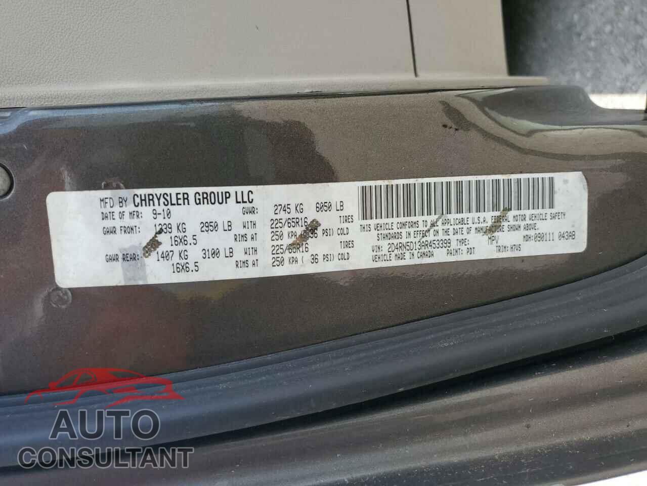 DODGE CARAVAN 2010 - 2D4RN5D13AR453399