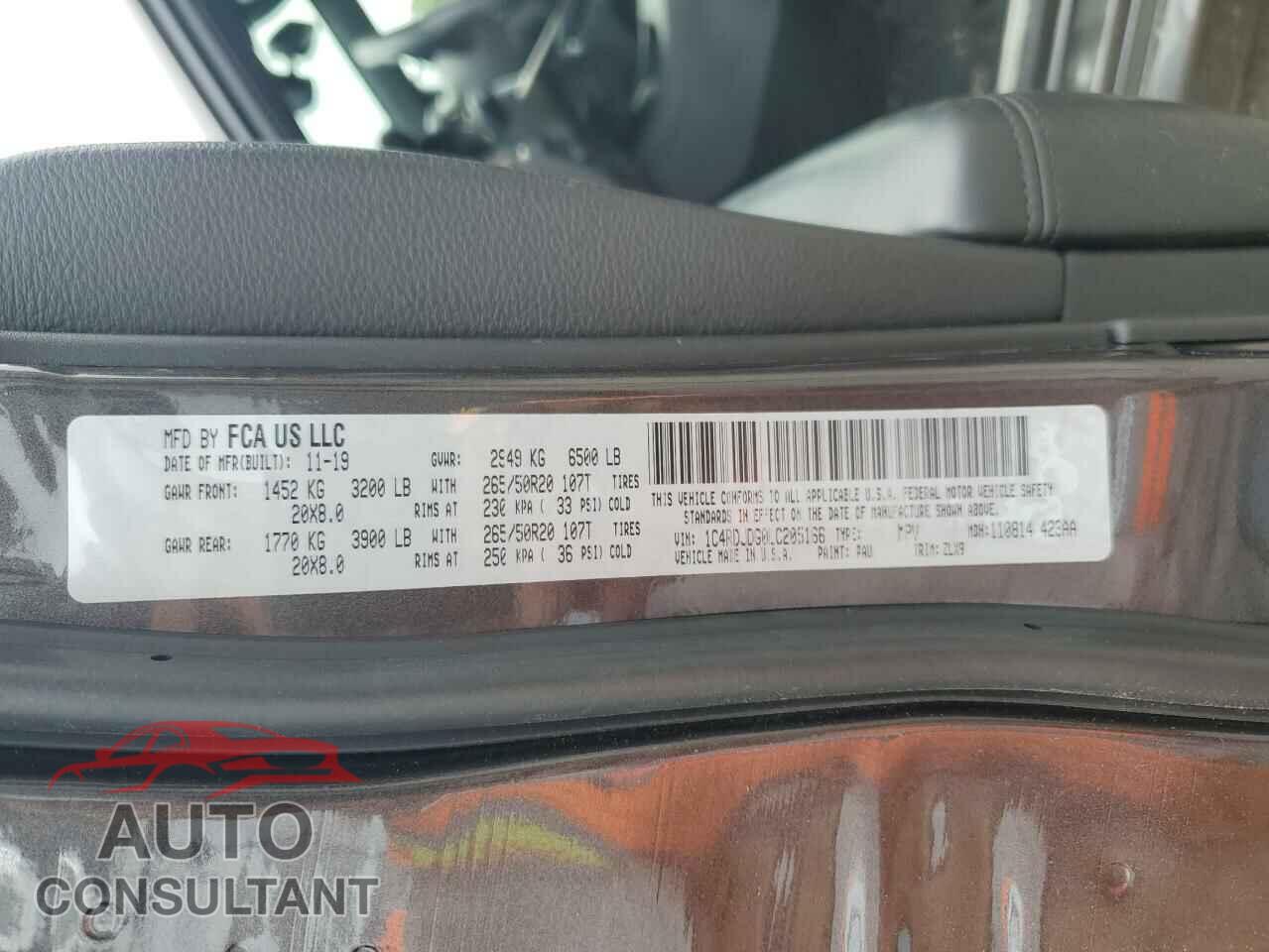 DODGE DURANGO 2020 - 1C4RDJDG0LC205166