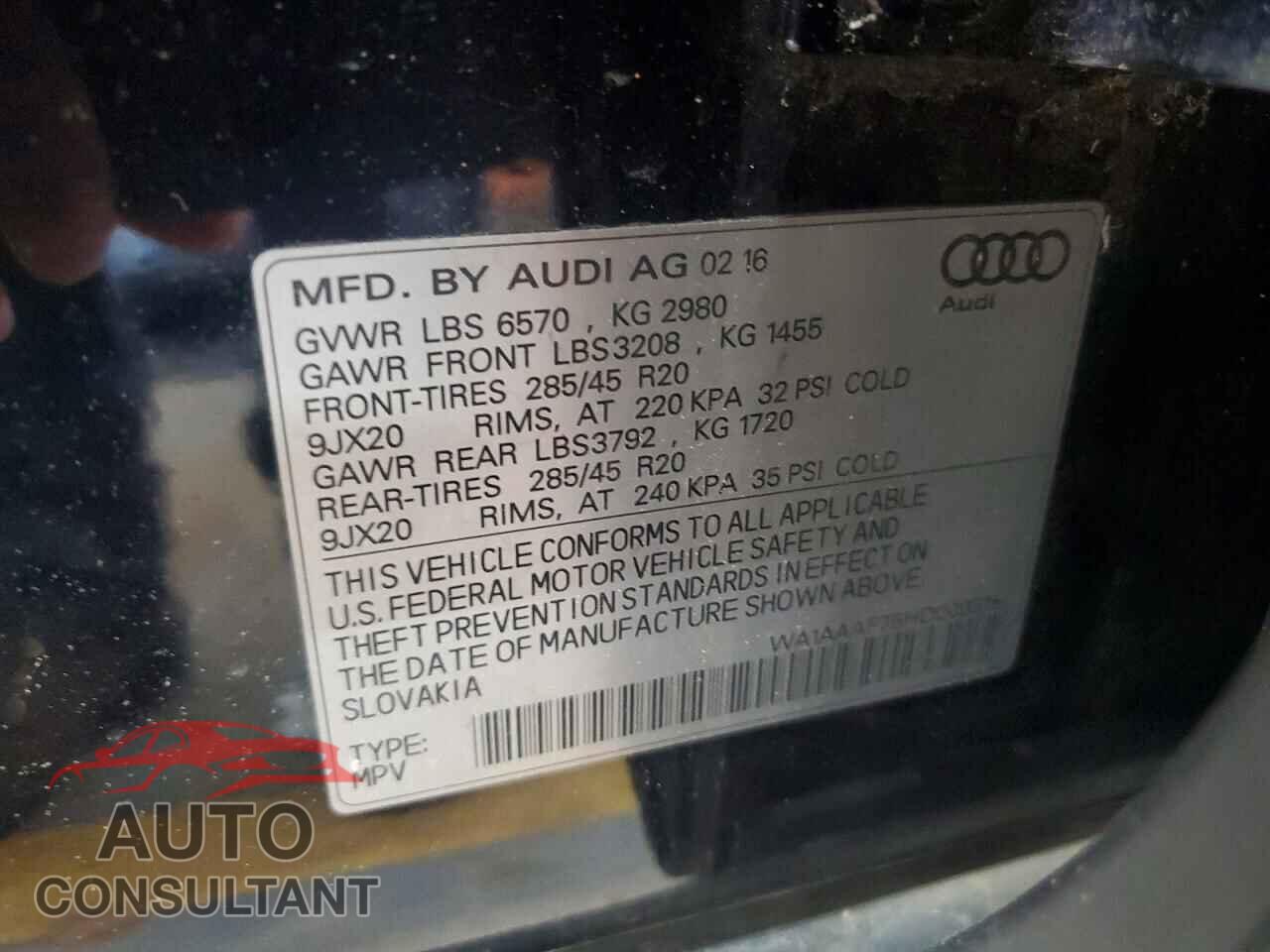 AUDI Q7 2017 - WA1AAAF75HD009318