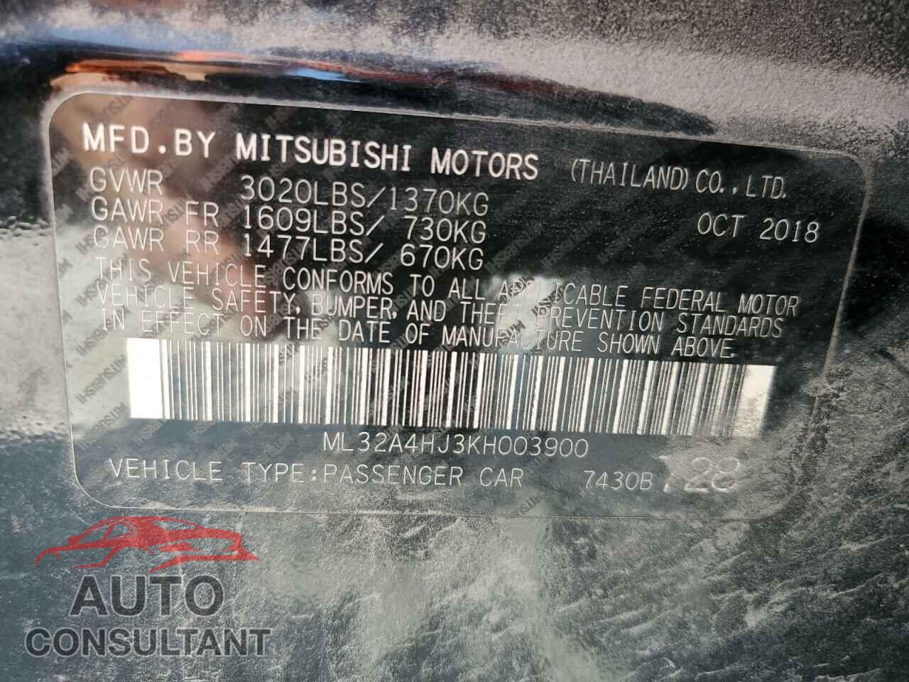 MITSUBISHI MIRAGE 2019 - ML32A4HJ3KH003900