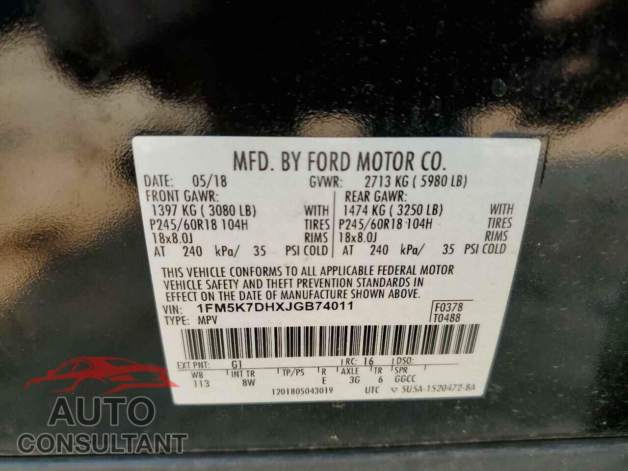 FORD EXPLORER 2018 - 1FM5K7DHXJGB74011
