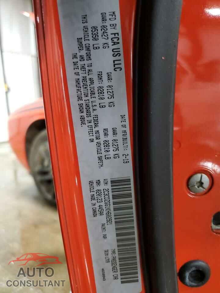 DODGE CHALLENGER 2019 - 2C3CDZGG1KH602921