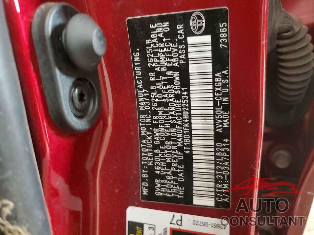TOYOTA CAMRY 2017 - 4T1BD1FK4HU225341