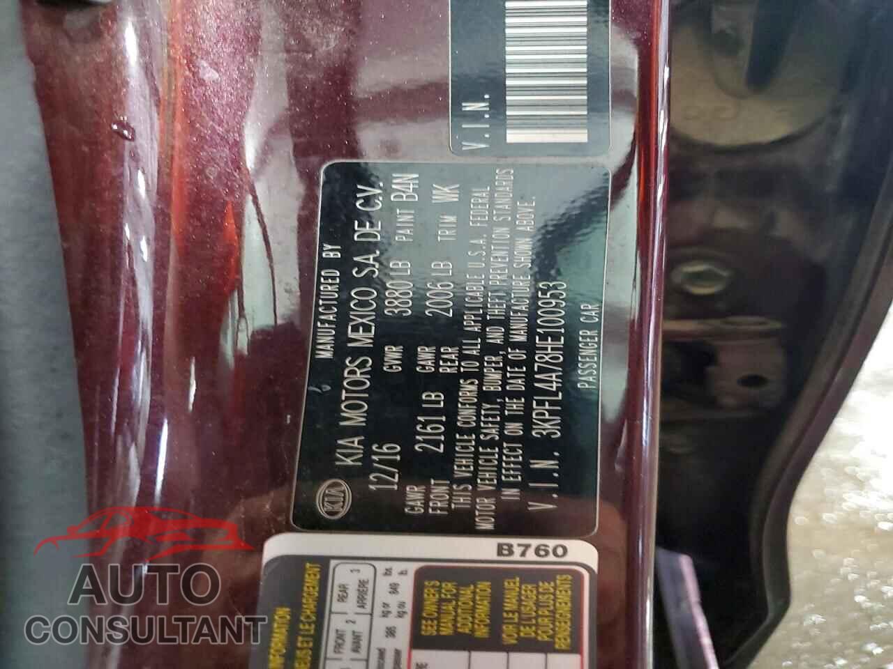 KIA FORTE 2017 - 3KPFL4A78HE100953