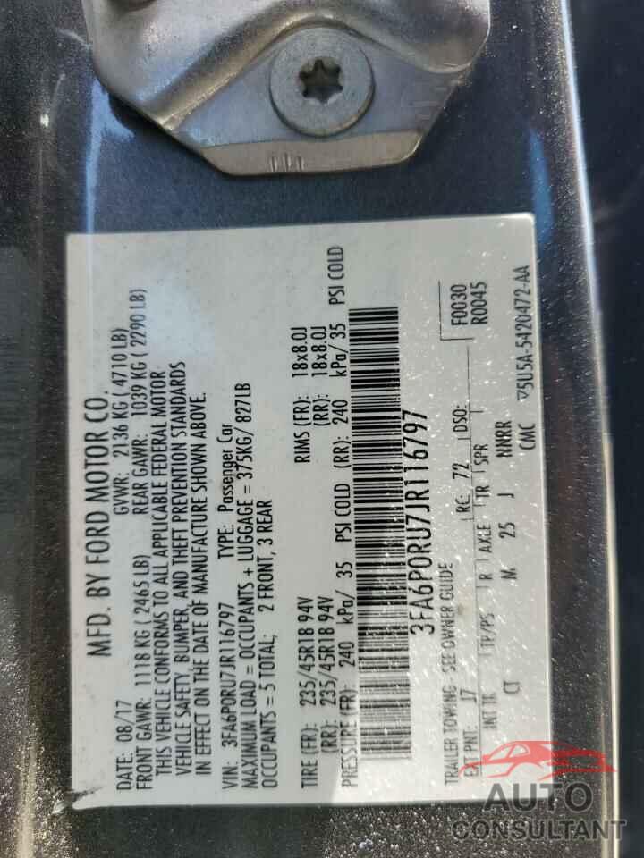FORD FUSION 2018 - 3FA6P0RU7JR116797