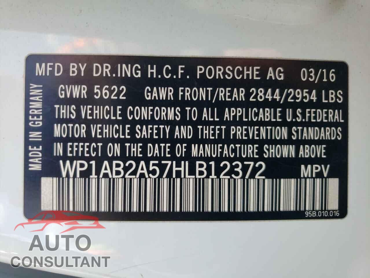 PORSCHE MACAN 2017 - WP1AB2A57HLB12372