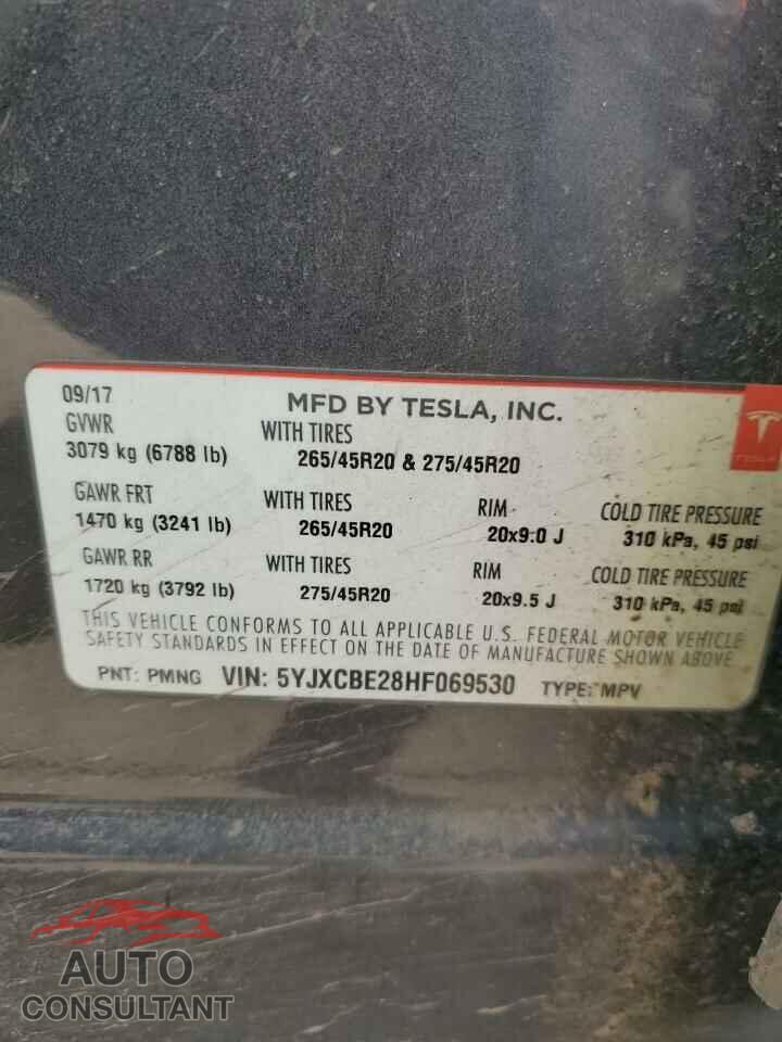 TESLA MODEL X 2017 - 5YJXCBE28HF069530